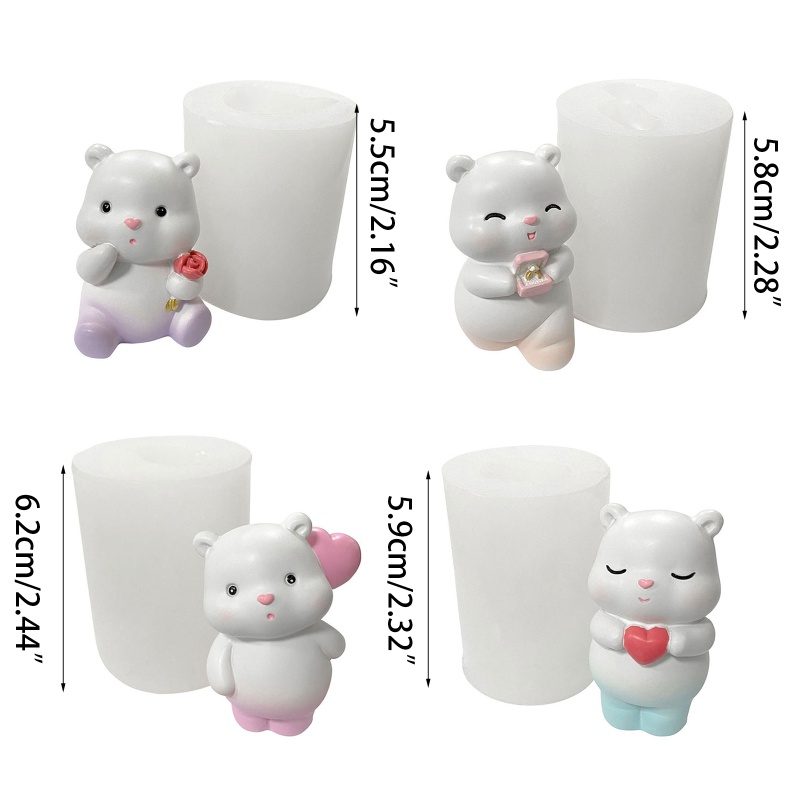 Khuôn Silicone Làm Bánh / Xà Phòng / Sô Cô La Hình Gấu / Hoa Hồng 3D