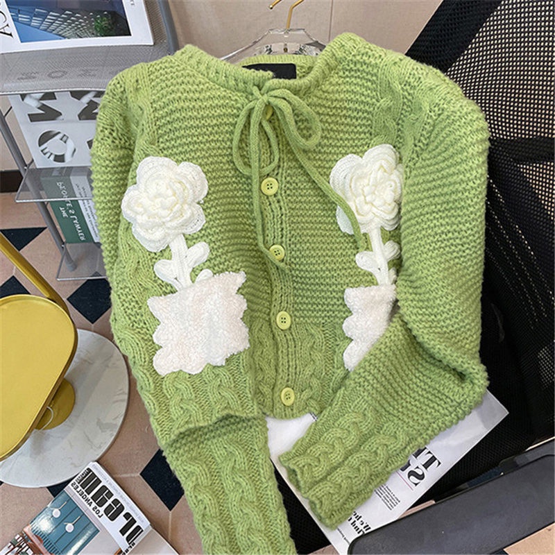 Xiaoxiang Áo Khoác Cardigan Dệt Kim Ngắn Ba Chiều Phong Cách Pháp Ngọt Ngào Thời Trang Thu Đông Dành Cho Nữ  tao bao