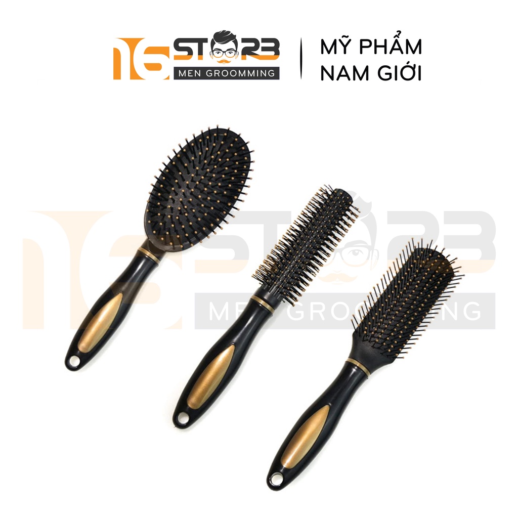 Lược Oval Chải Gỡ Rối Tóc, Tròn, Bán Nguyệt Sấy Tạo Kiểu Tóc Uốn Tóc Cao Cấp Black Gold