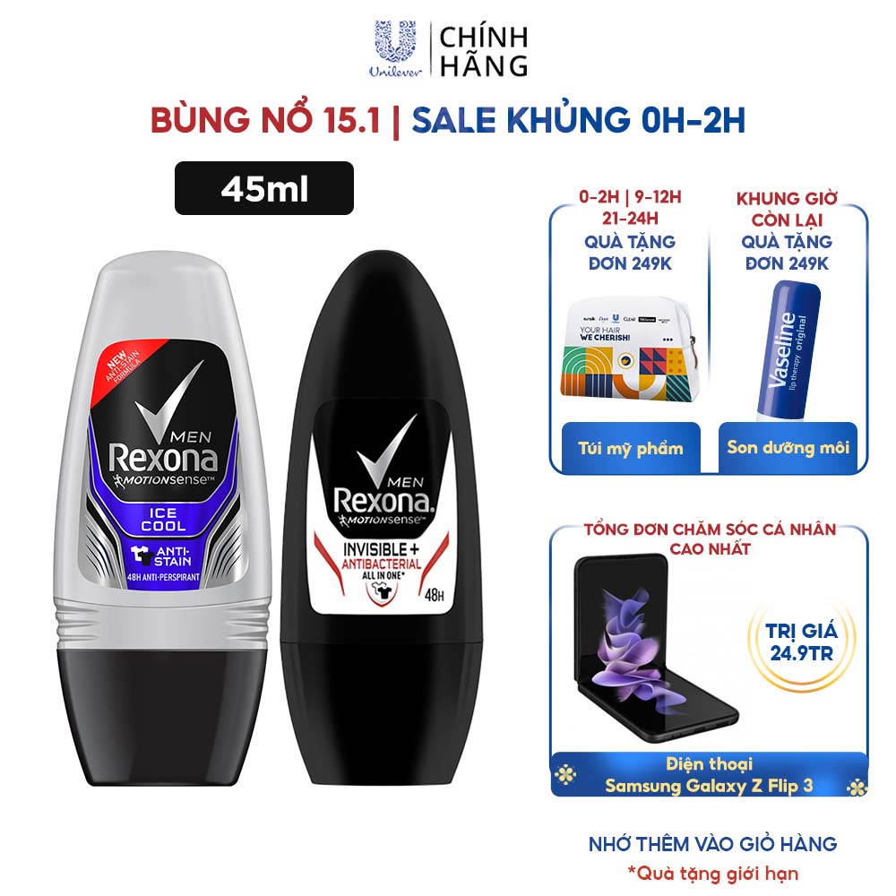 Lăn khử mùi Rexona Men 48h khô thoáng kháng khuẩn dành cho nam, 45ml