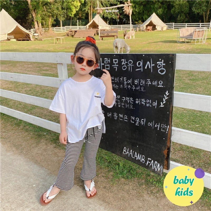 set quần ống loe điệu đà cho bé kèm áo