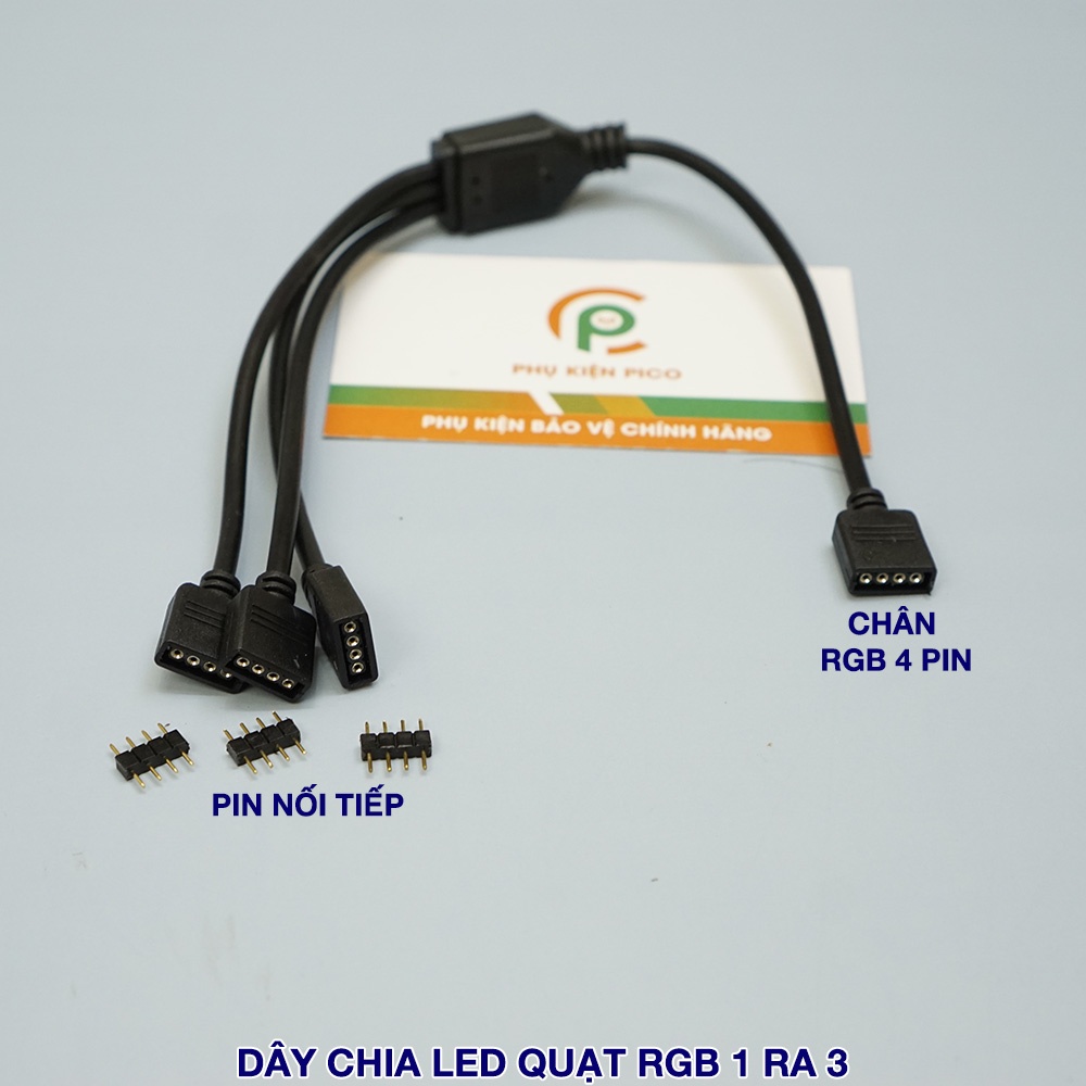 Dây chia cổng RGB 4pin loại 1 ra 1, 3, 5 kèm jump 2 đầu đực tương ứng với đầu chia