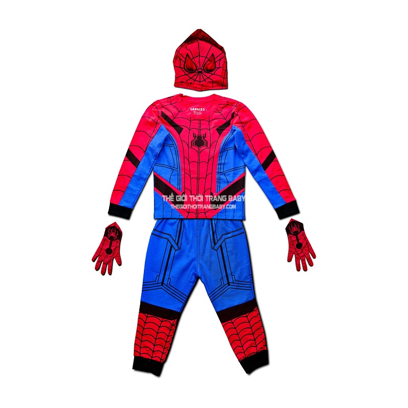 Bộ đồ hóa trang spiderman bé trai từ 2 đến 5 tuổi  samkids tay dài chất vải thun mềm co giản tốt B172