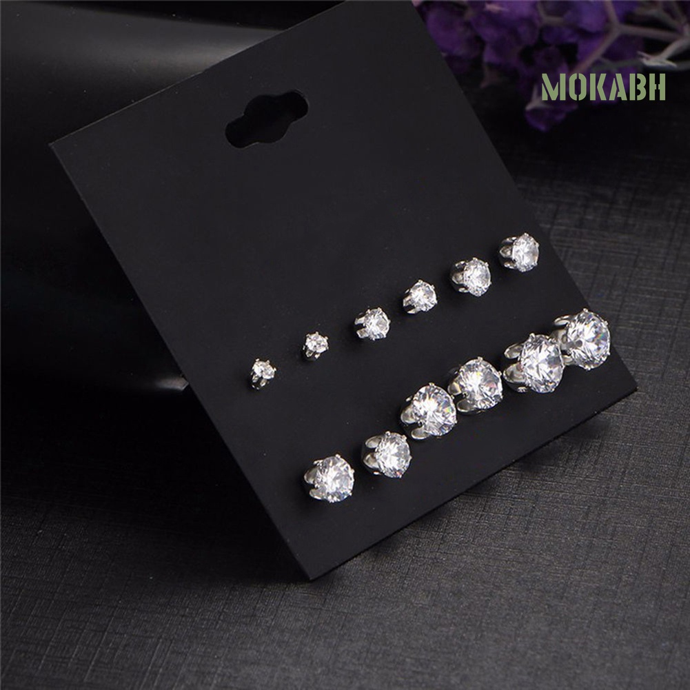 Set 6 Đôi Khuyên Tai Đính Đá Thời Trang Cho Nữ