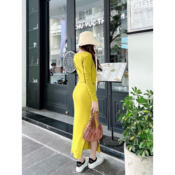 Set đầm body kèm áo khoác QC phom dài co giãn trẻ trung năng động