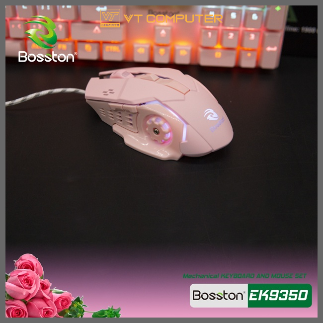 Combo Phím + Chuột Bosston EK9350 / Hồng Cá Tính / Bảo Hành 12 Tháng
