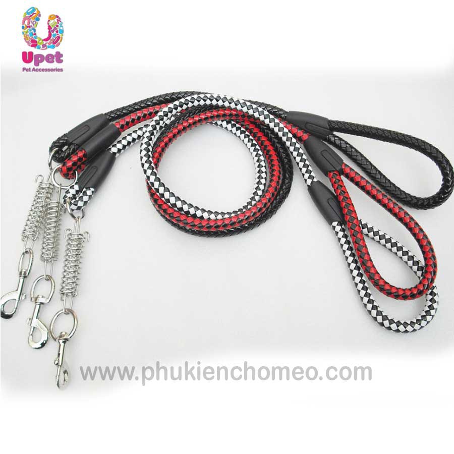 Dây dắt tết có kèm trợ lực cho chó to size M 1.5 thiết kế dù tết xoắn vào nhau tạo một kết cấu vô cùng dai và bền chắc