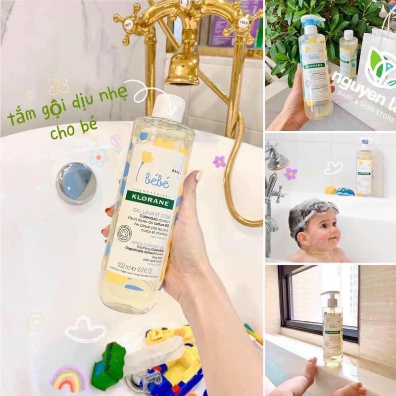 Set Sữa Tắm Gội Cho Bé Klorane Bebe Gel Lavant Doux 2 chai 500ml