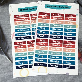 Sticker đề mục môn văn - tự nhiên / sticker ham học
