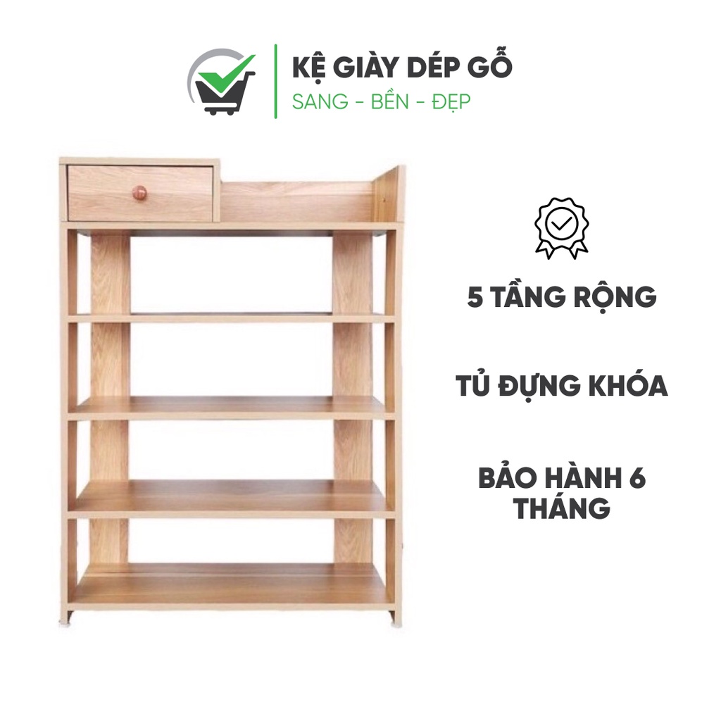 Kệ đựng giày dẹp bằng gỗ cao cấp - kệ gỗ 5 tầng đựng giày dép