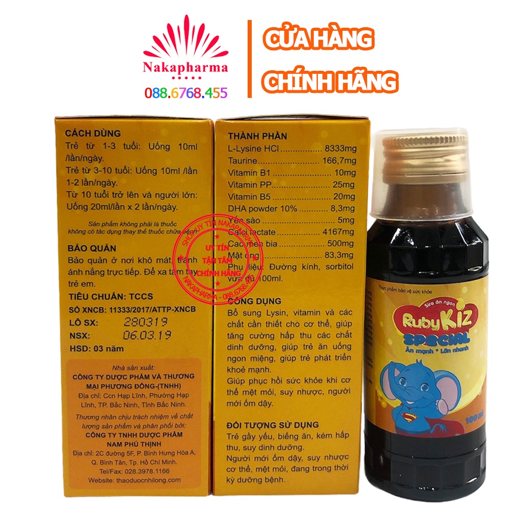 Siro ăn ngon Rubykiz Special – Giải pháp hữu hiệu cho trẻ biếng ăn, chậm lớn, giúp tăng cường hệ miễn dịch
