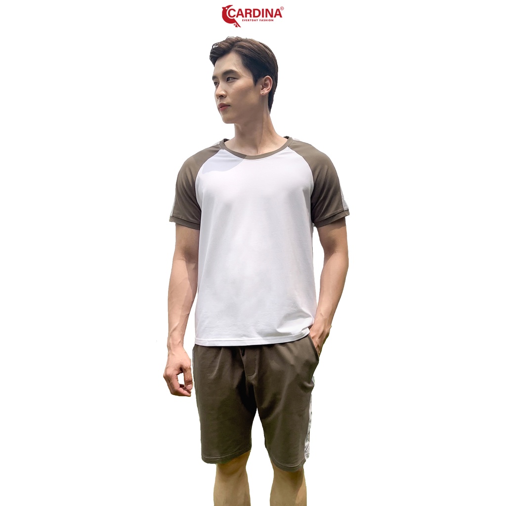 Đồ Bộ Nam 𝐂𝐀𝐑𝐃𝐈𝐍𝐀 Chất Cotton Cao Cấp Áo Cộc Tay Phối Màu Kiểu Dáng Thể Thao 2CM01