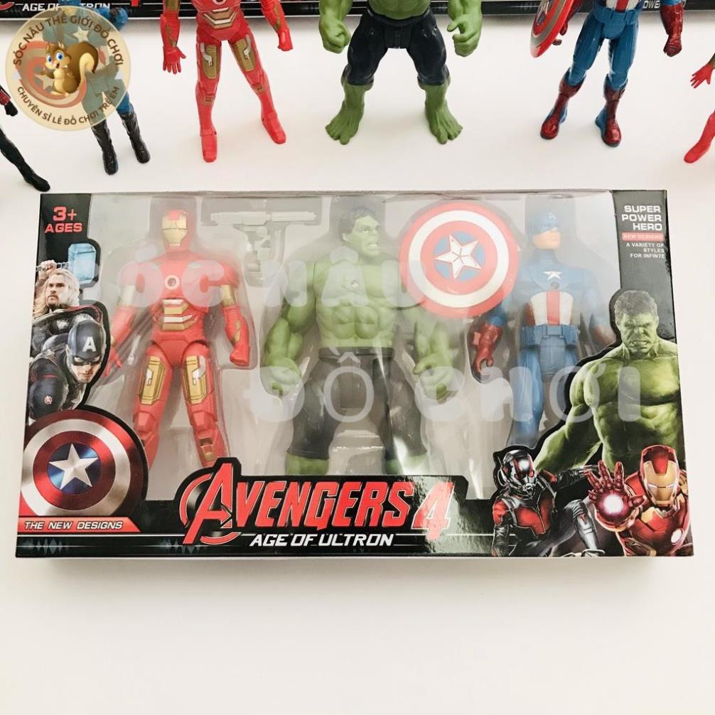 Đồ chơi nhân vật SIÊU ANH HÙNG Avenger Iron Man Captain Thor Hulk Ant Man có đèn led cử động khớp cho các bé Sóc Nâu