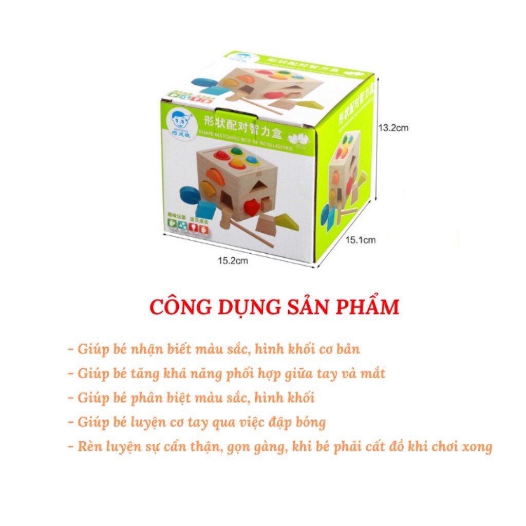 [XẢ KHO] Đồ Chơi Hộp Đập Bóng Thả Hình Gỗ - Đồ Chơi Gỗ Cho Bé Phát Triển Tư Duy, Trí Tuệ