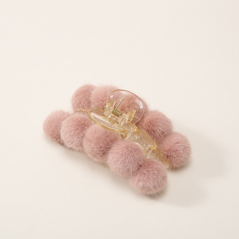 Kẹp Tóc Càng Cua Đính Bóng Lông Dễ Thương Cho Nữ