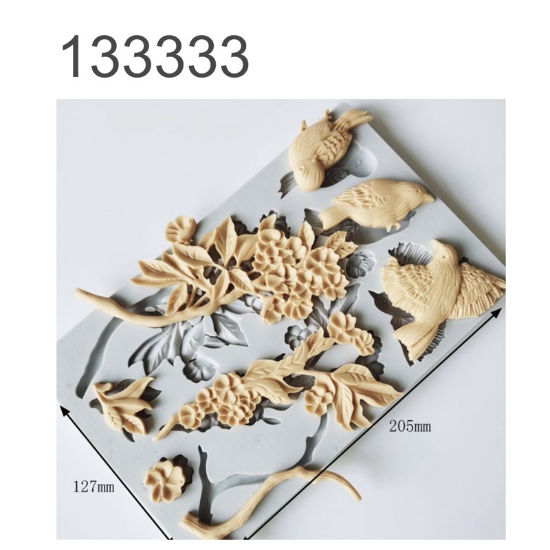 khuôn silicon cành mai và chim trang trí bánh