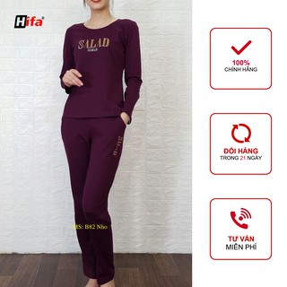 Set bộ/ Đồ bộ cotton mềm áo dài tay, quần dài HIFA B82