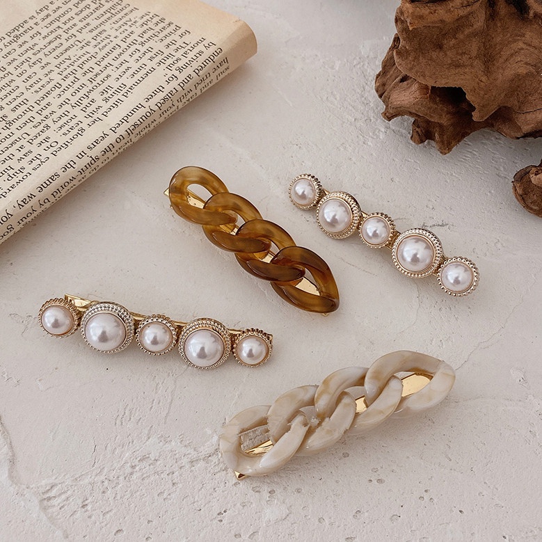 Kẹp Tóc Dạng Xoắn Đính Hạt Ngọc Trai Phong Cách Hàn Quốc Cho Nữ