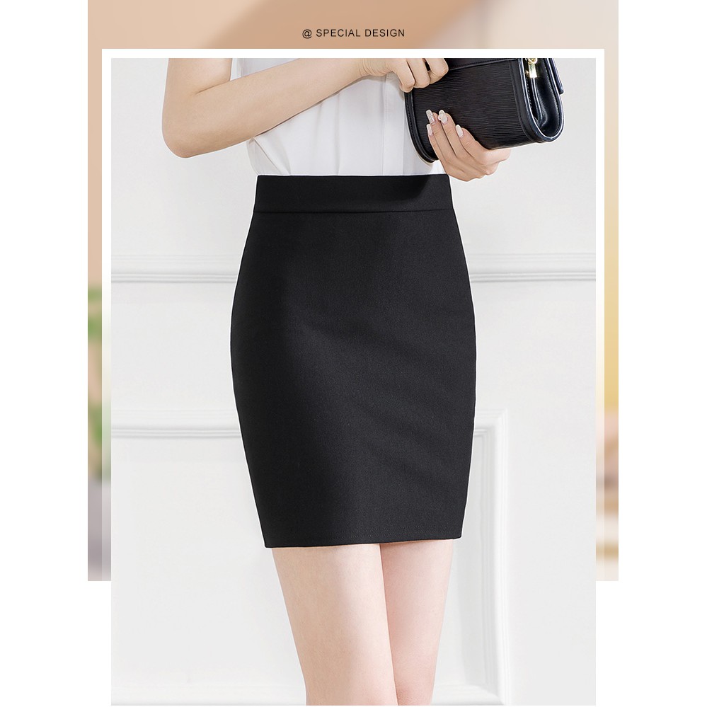Chân váy bút chì nữ xẻ tà sau chất thun umi co giãn màu đen dài 48cm | BigBuy360 - bigbuy360.vn