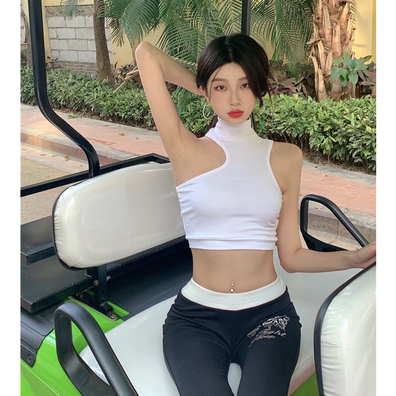 QKOOLE  Áo Croptop Cổ Cao Phong Cách Hàn Quốc Cho Nữ