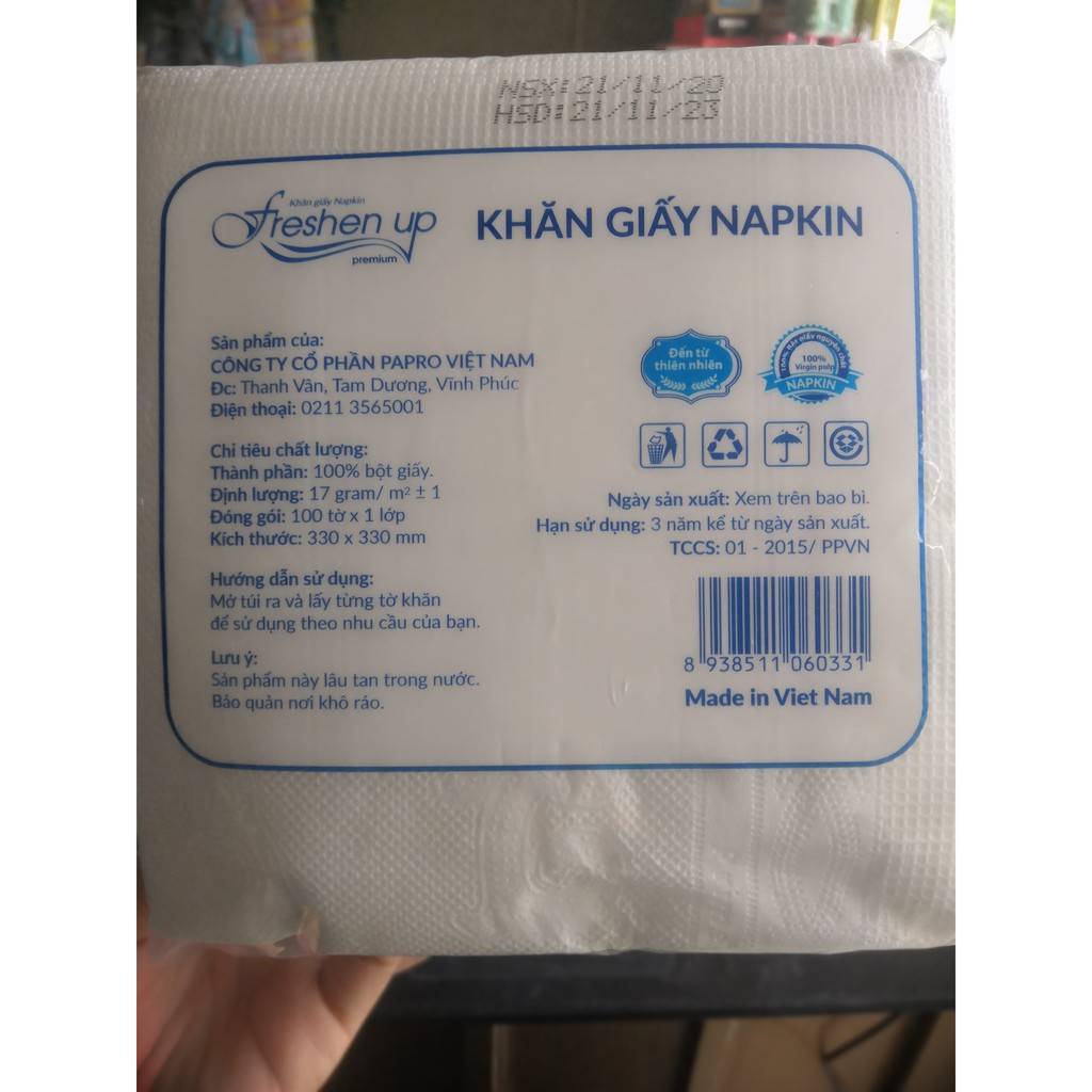 Thanh Hóa - Khăn giấy ăn Freshen up gói 100 tờ 1 lớp