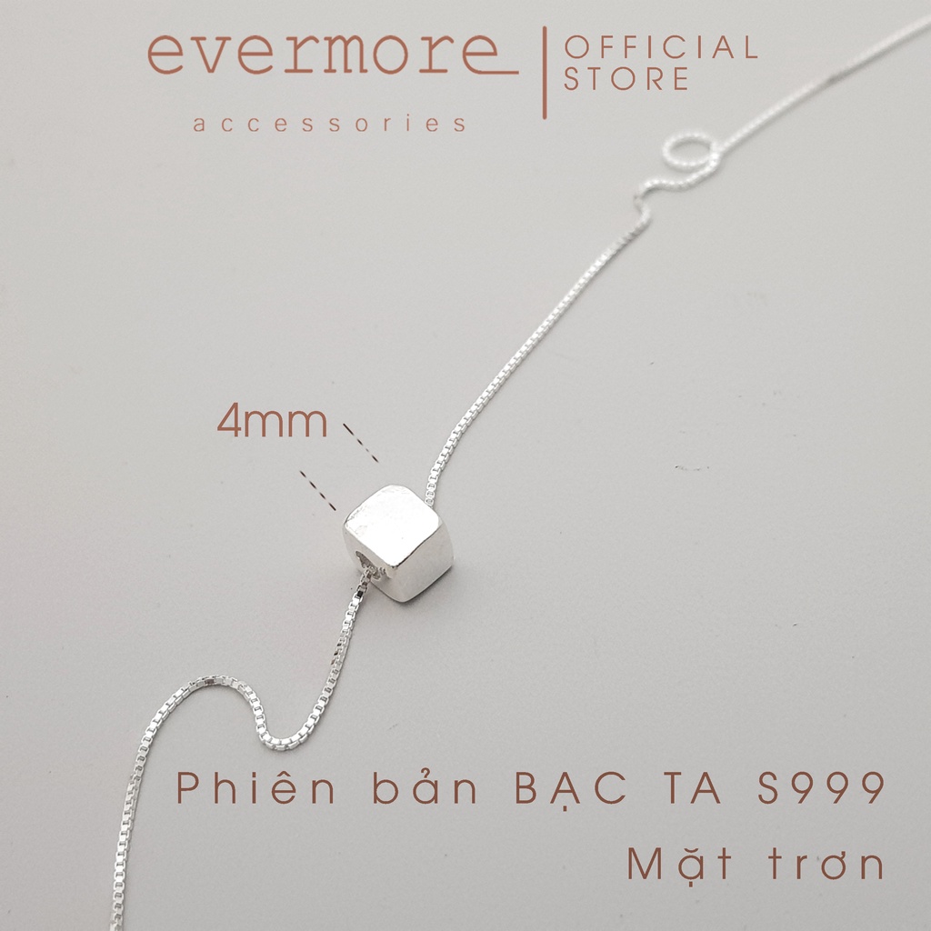 Dây chuyền bạc EVERMORE, vòng cổ bạc hình vuông nhỏ lập phương minimalist, thanh lịch EVERMORE - D024