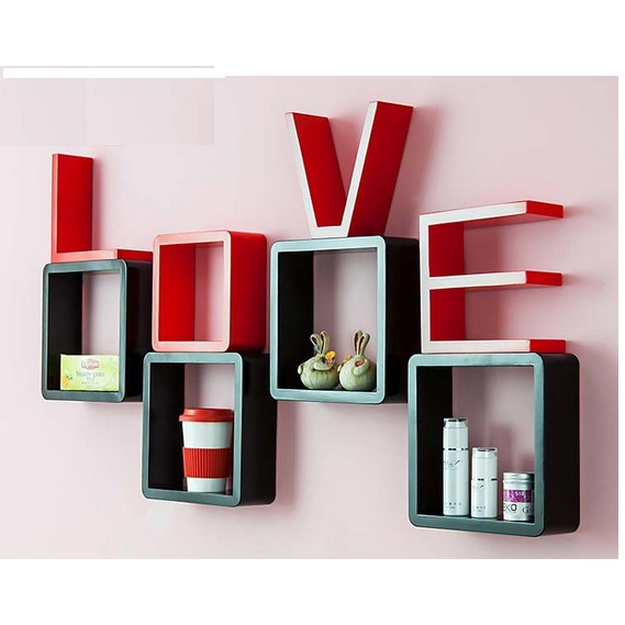 Bộ kệ gỗ chữ Love BINBIN KG08 (kích thước (DxRxC):25x25x10cm)