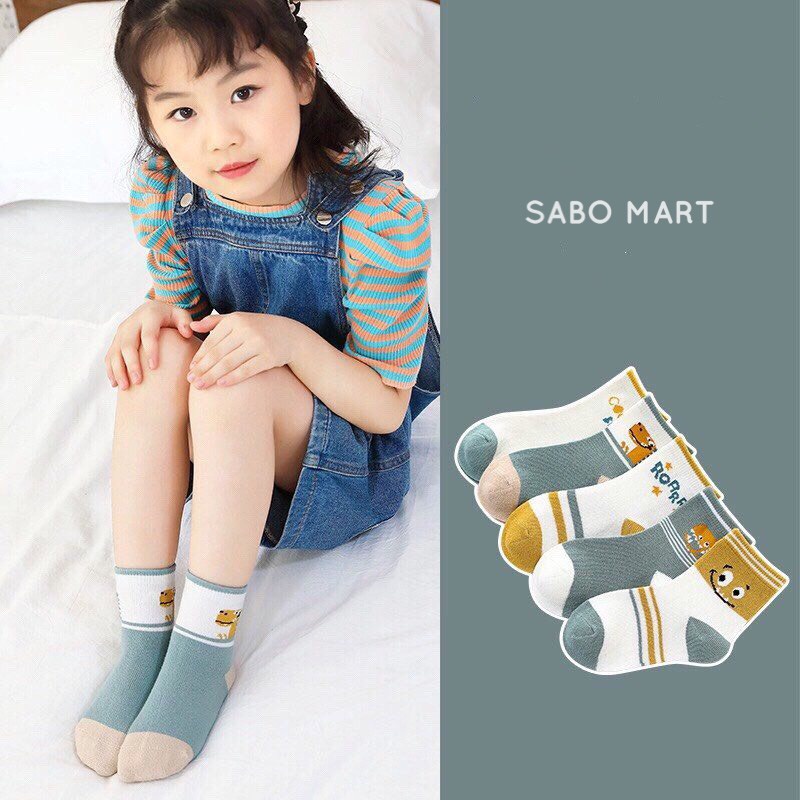Tất cho bé, Set 5 đôi vớ cổ cao Hàn Quốc cho bé trai bé gái 1-6 tuổi nhiều hoạ tiết mẫu mới