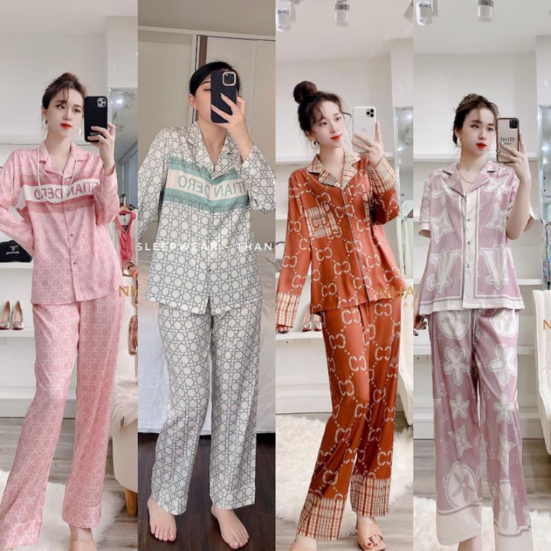 Bộ Ngủ Pijama Hót Tren - Bộ Ngủ Lụa Thiết Kế  ( Hàng Chuẩn Lụa Không Phải Phi Bóng )