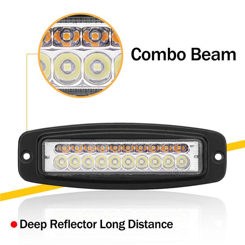 2X 7 Inch Dual-Color 100W Led Work Light Bar Flush Mount Flood Driving Fog Lamp