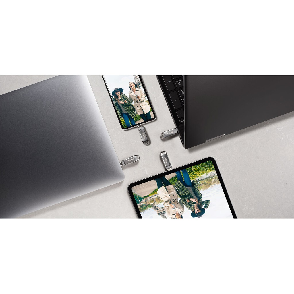USB OTG Sandisk Ultra Dual Drive Luxe USB Type-C 3.1 128GB 150MB/s - Vỏ kim loại cao cấp (Bạc)