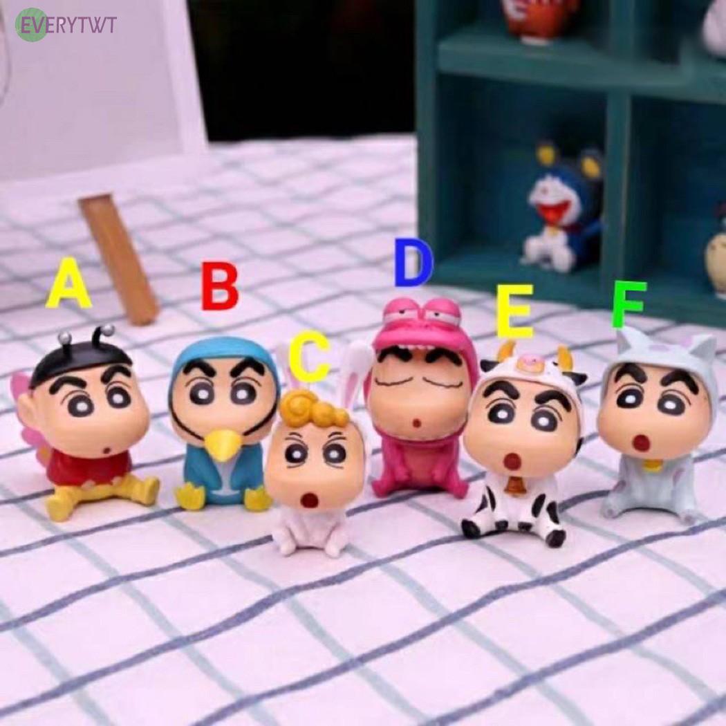 Set 6 Búp Bê Hình Cậu Bé Bút Chì Shin-Chan 5cm Dễ Thương Dùng Để Trang Trí Bánh Sinh Nhật