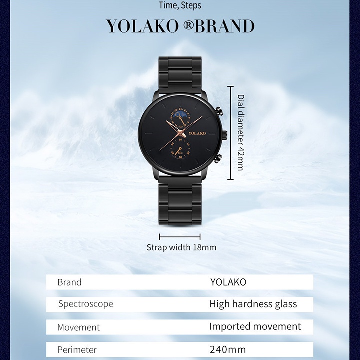 Đồng Hồ Nam YLK02 Dây Da Thiết Kế Sang Trọng Lịch Lãm