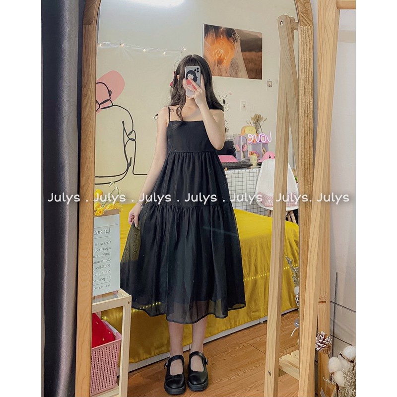 Váy hai dây xếp tầng tơ xước (ảnh thật shop chụp kèm video) | BigBuy360 - bigbuy360.vn