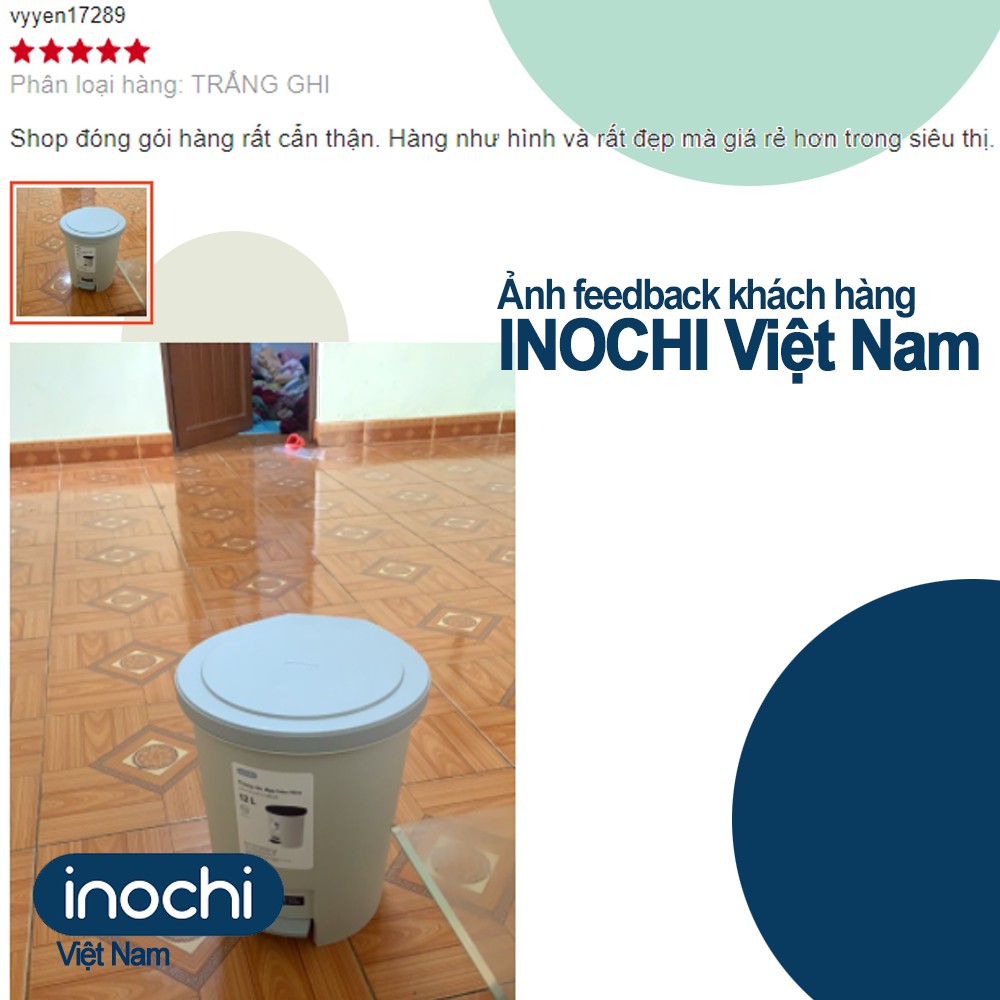 Thùng Rác Đạp Chân Tròn Có Lõi Sọt Rác Nhựa INOCHI Làm thùng rác có nắp Văn Phòng Đựng Rác Gia Đình Trong Nhà THRT