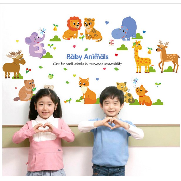 Decal trang trí Thú Tiếng Anh vòng tròn