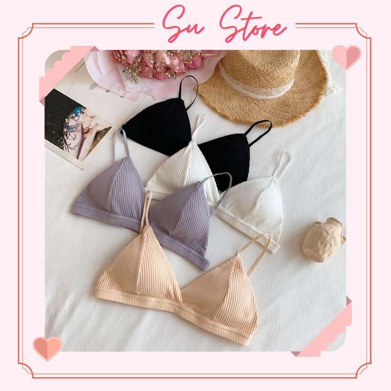 Áo Lót Nữ Cotton 2 Dây Cài Sau Đẩy Ngực, Áo Bra Đẹp [Mút Mỏng Có Thể Tháo Rời] - 812