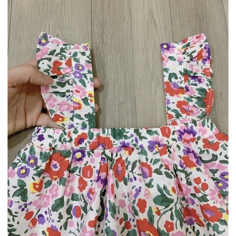 Đồ bộ bé gái mùa hè Set áo cánh tiên chun bèo ngực phối quần short trắngg JIMADO E1.098.150