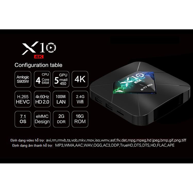 Android TV BOX X10, Phiên Bản Ram 2G,Tích Hợp Chức Năng Tìm Kiếm Giọng Nói, Ứng Dụng Xem Phim Lẻ, Phim Bộ