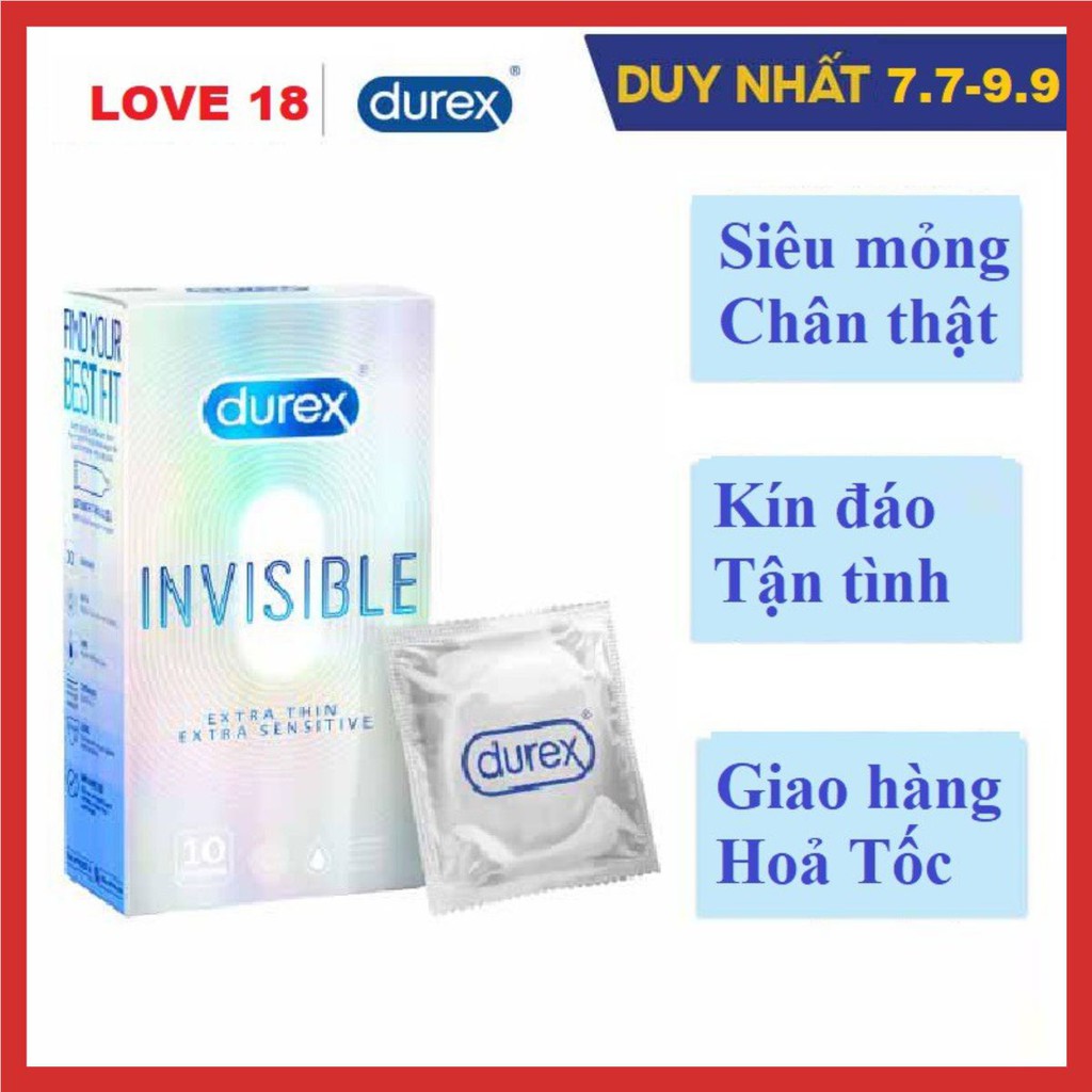 Bao Cao Su Durex Invisible Mỏng Nhất Thế Giới bao cao su mỏng nhiều gel tăng khoái cảm