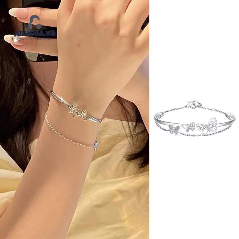 ✨✨Vòng Tay Hai Lớp Mặt Hình Bướm Phong Cách Hàn Quốc Cho Nữ