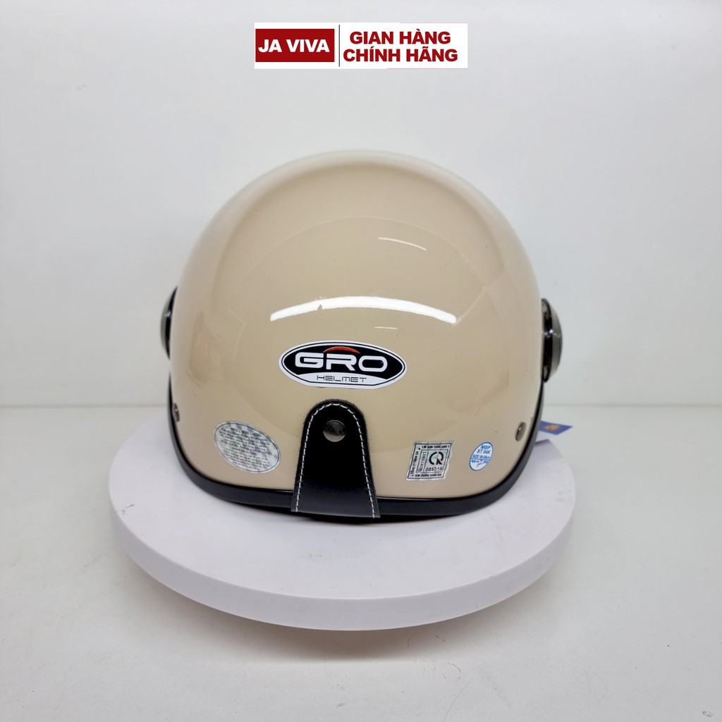 Mũ bảo hiểm nữ nửa, nón bảo hiểm chính hãng GRO có kính ngắn, size 54-58cm, nhiều màu