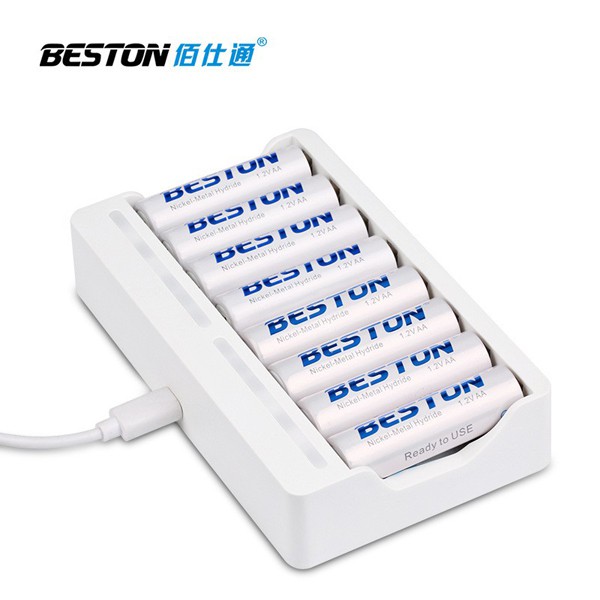 Bộ sạc 8 Pin AA, AAA Beston C9010 Chính Hãng.