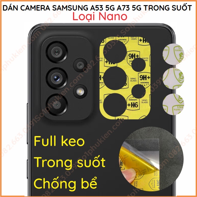 Dán camera Samsung A53 5G/ A73 5G loại nano , ppf, decal nhôm chống xước bảo vệ cam