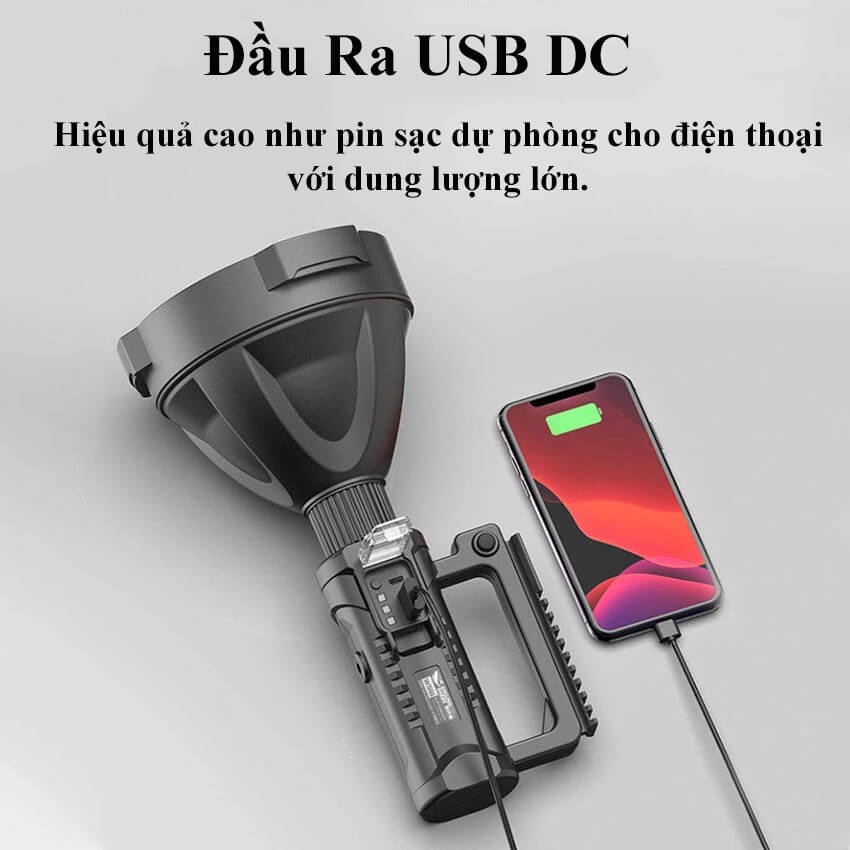 Đèn pin cầm tay siêu sáng chiếu xa 1000m W591 đèn pin siêu sáng công suất lớn kiêm sạc dự phòng - Giá tốt chỉ hôm nay