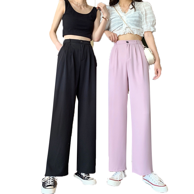 SUXI Quần Thể Thao Nữ Dài Lưng Cao Ống Rộng Thời Trang Hàn