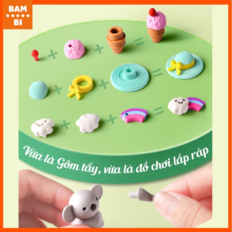 Gôm tẩy hình Khủng long, Động vật, Vũ trụ dễ thương cho bé trai, bé gái