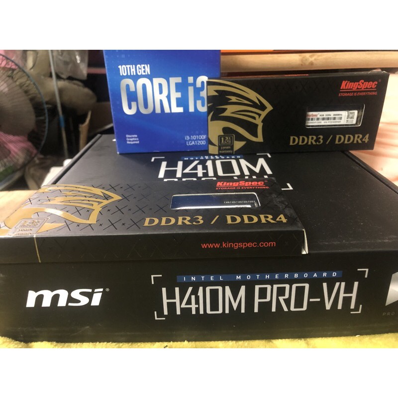 combo i3 10100f + h410 msi + 8gb ddr4 new bảo hành 36 tháng.