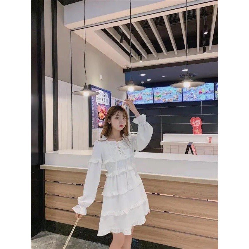 Đầm tầng trắng / đen dễ thương - D36