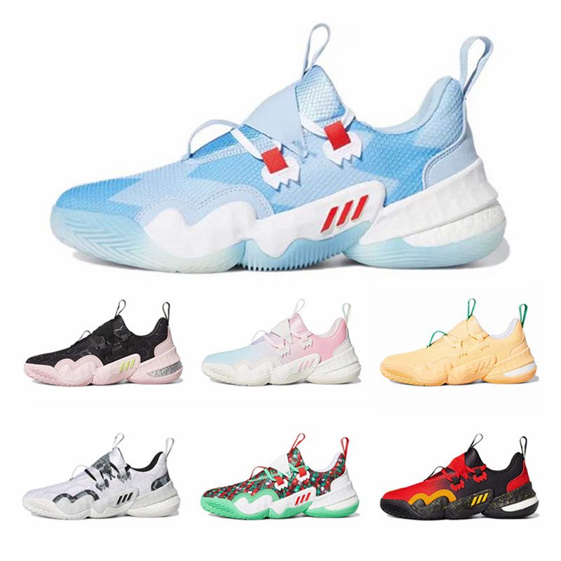 Adidas Treyang Thế Hệ Kẹo Bông Giáng Sinh Giày Thể Thao Màu Xanh Băng trae young 1Giày Bóng Rổ Nam Chịu Mài Mòn Đen Hồng